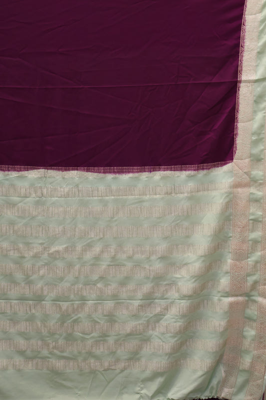 Semi Mysore Silk Saree-Wine Pista Green