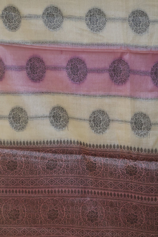 Pure Tussar Saree - Pink lines