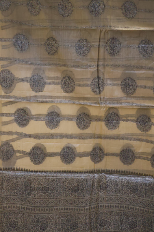 Pure Tussar Saree - Metalic Grey
