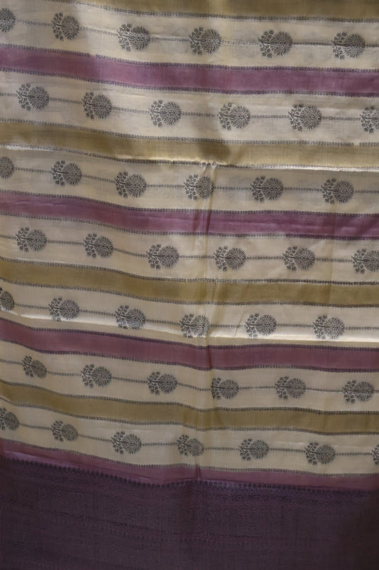 Pure Tussar Saree - Purple