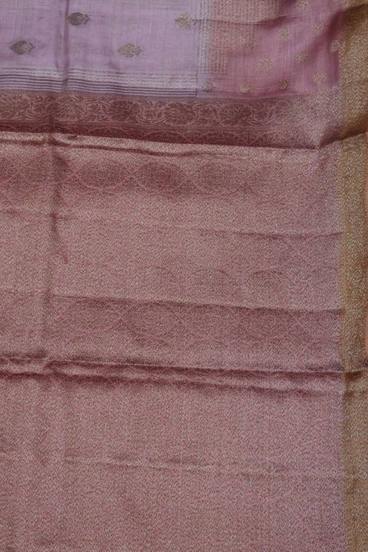 Pure Tussar Saree -Dusky Rose Raindrop Design