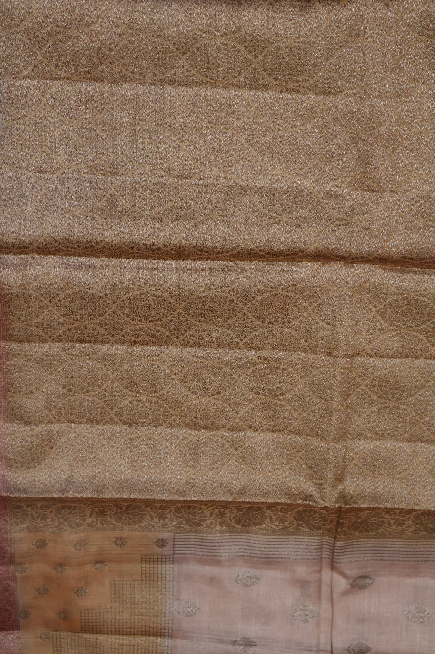 Pure Tussar Saree -Dusky Rose Raindrop Design