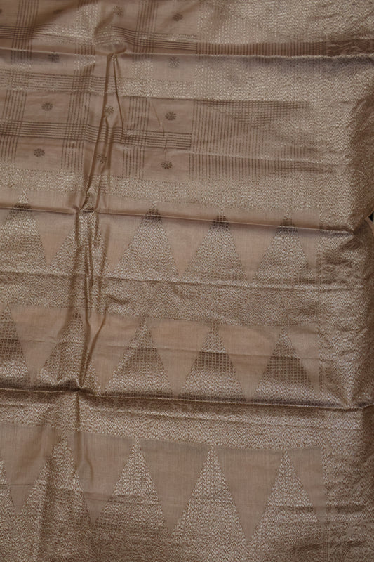 Pure Tussar Saree -Baby Brown Checks