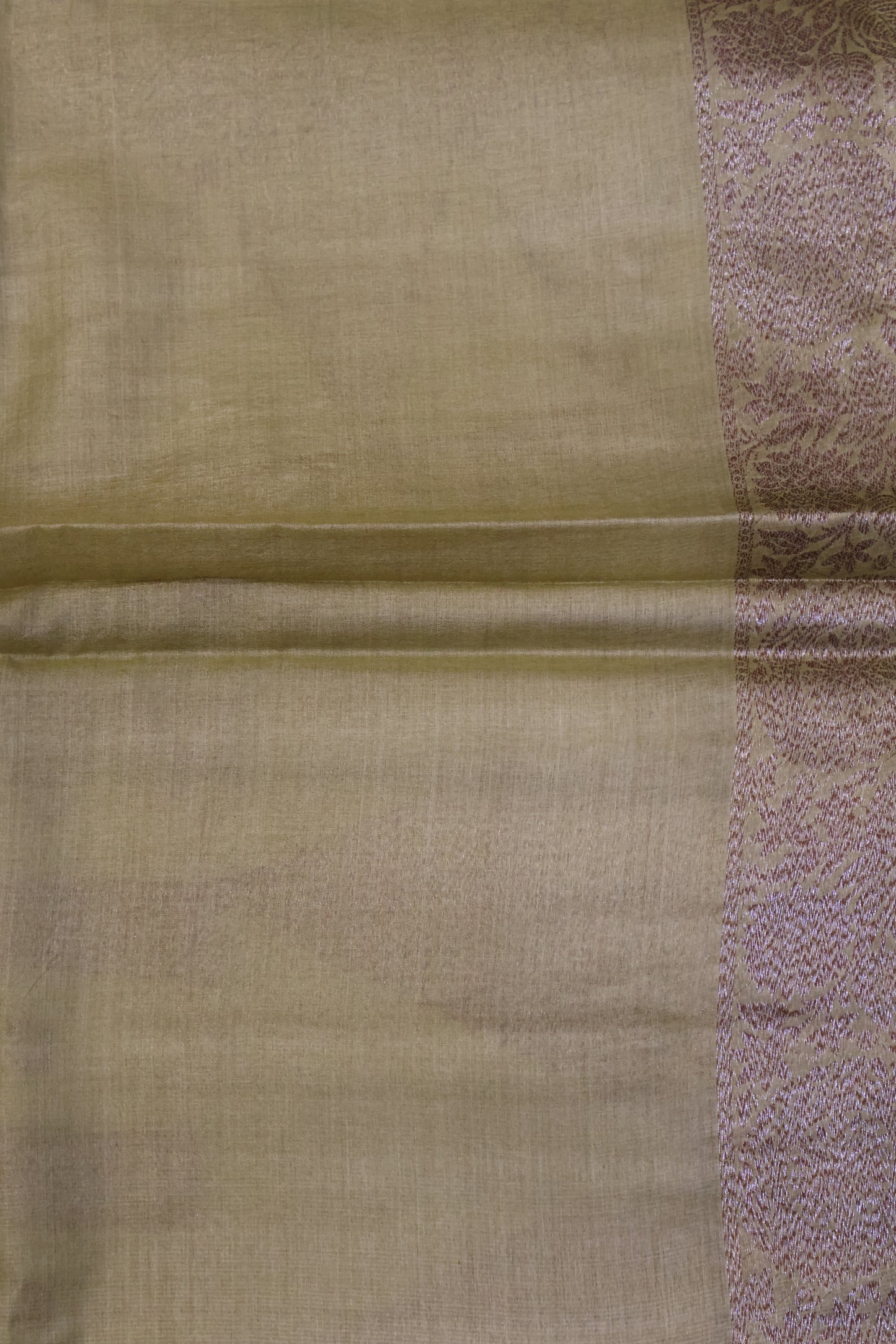 Pure Tussar Saree - Lite Olive Green Checks