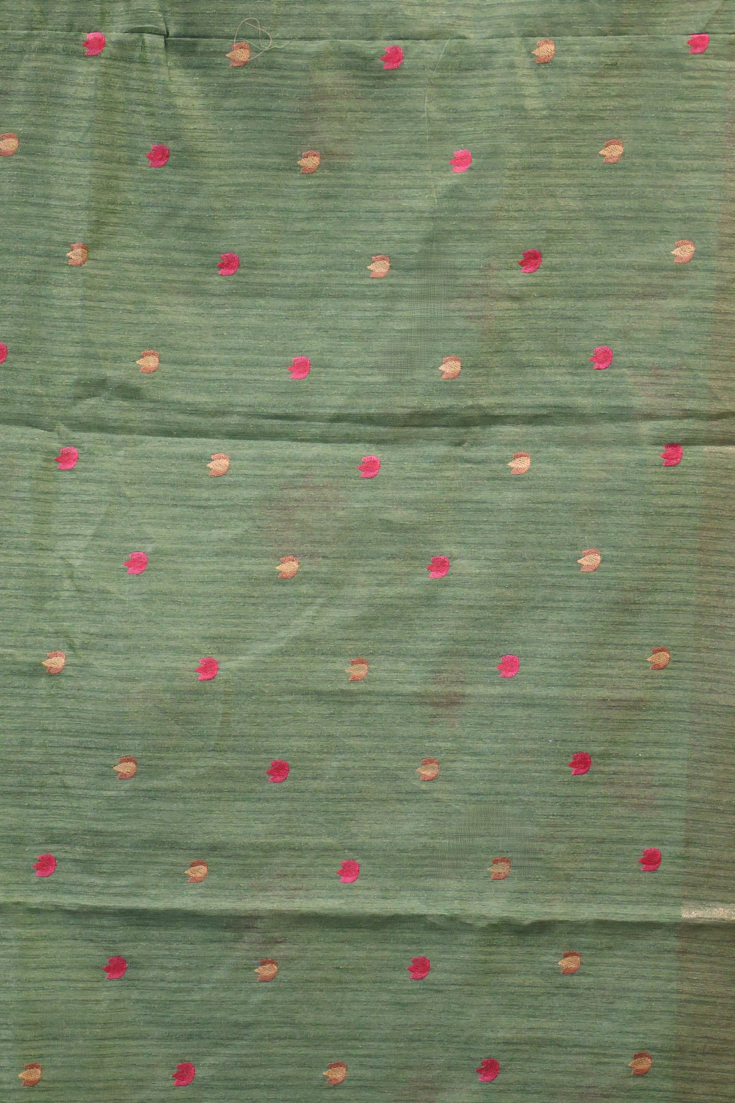Semi Raw Silk Saree -Green Parrot Tissue