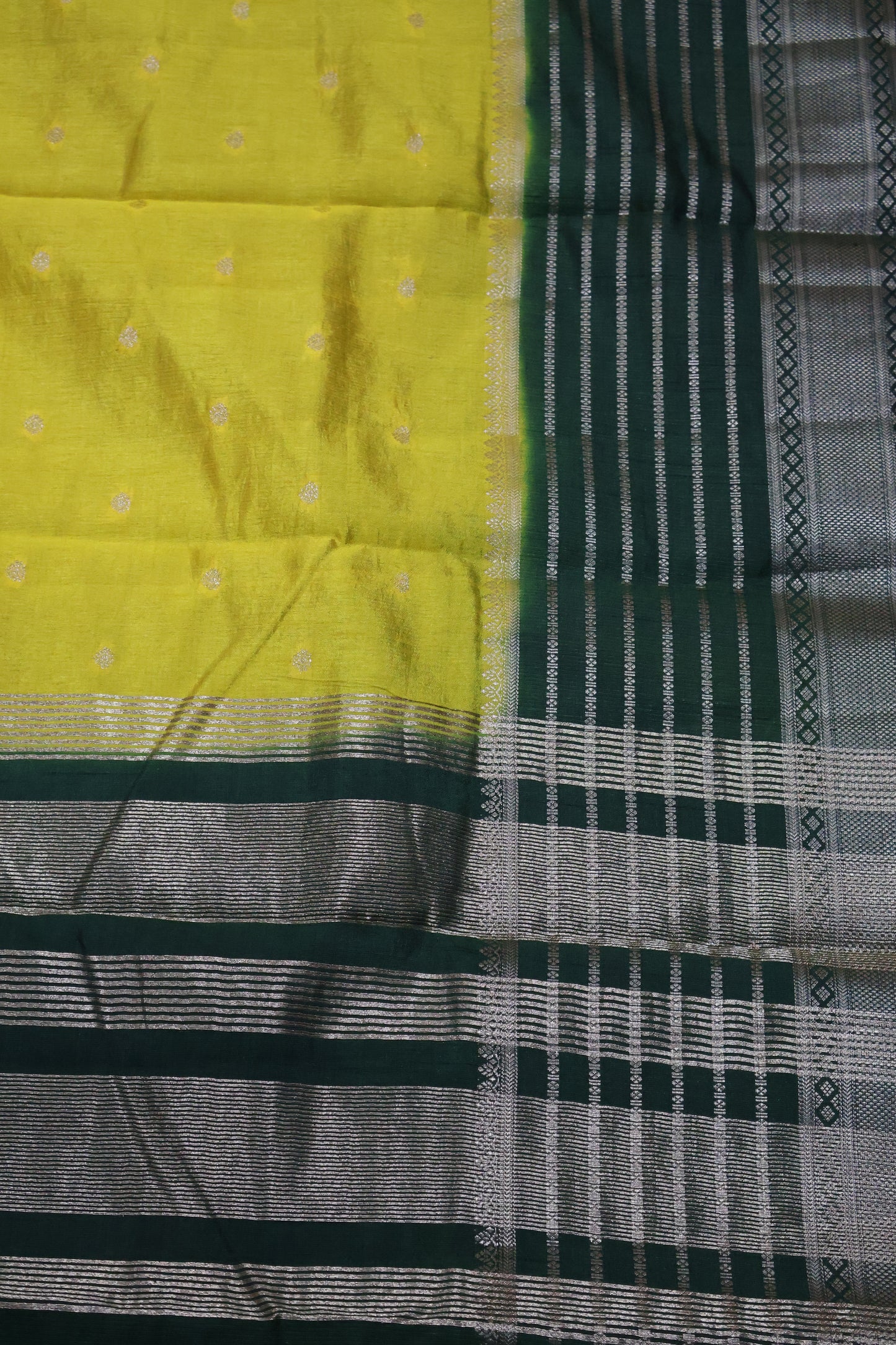 Semi Tussar Saree Floral - Yellow