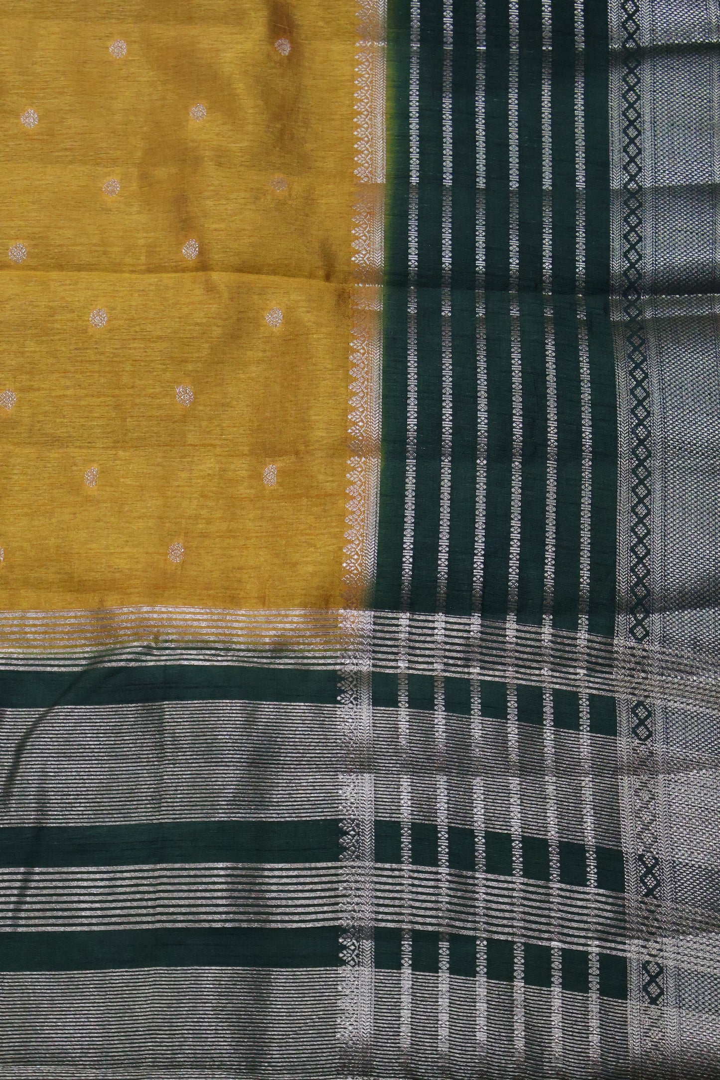 Semi Tussar Saree Floral - Mustard