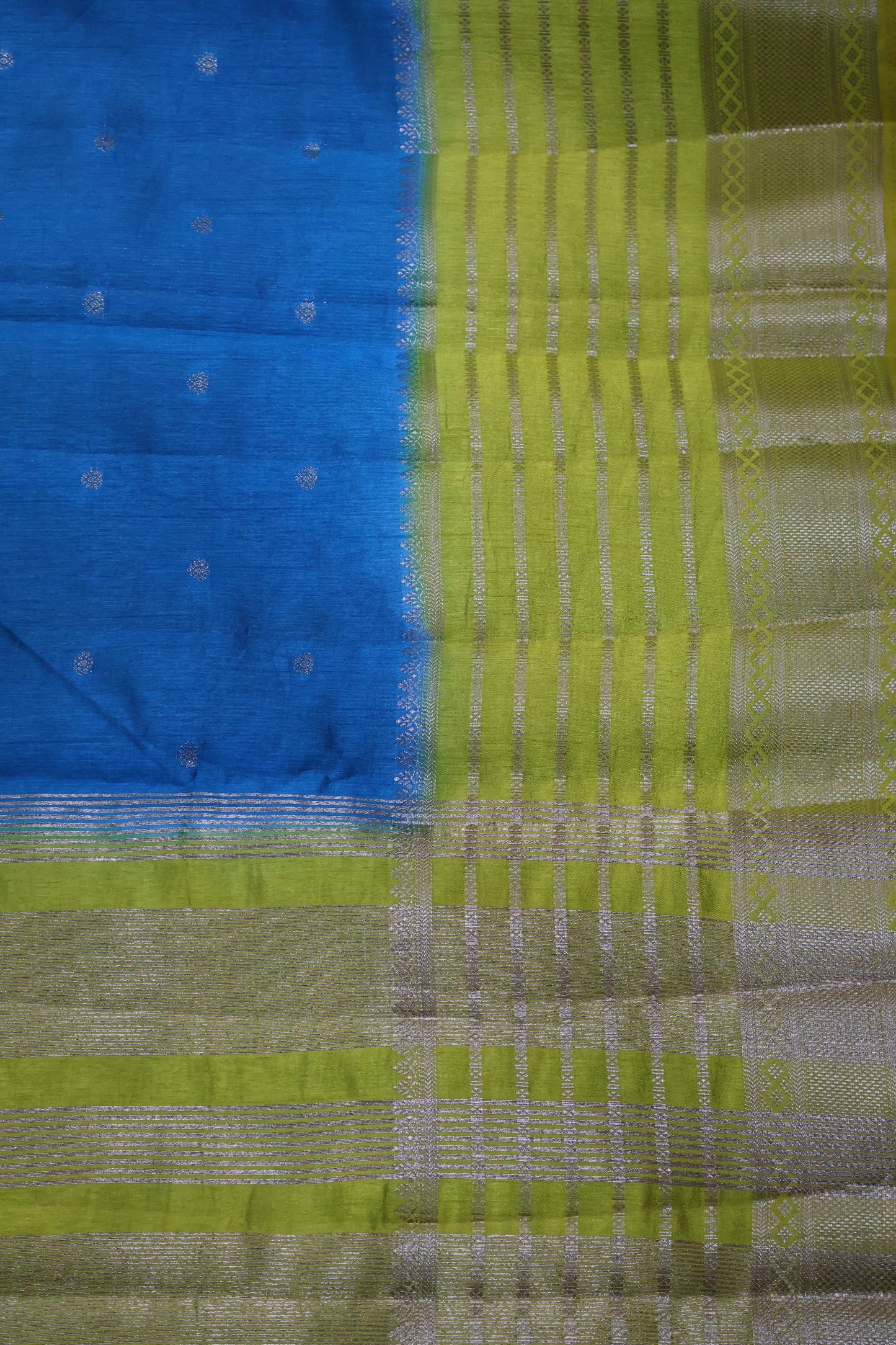 Semi Tussar Saree Floral - Ramar Blue