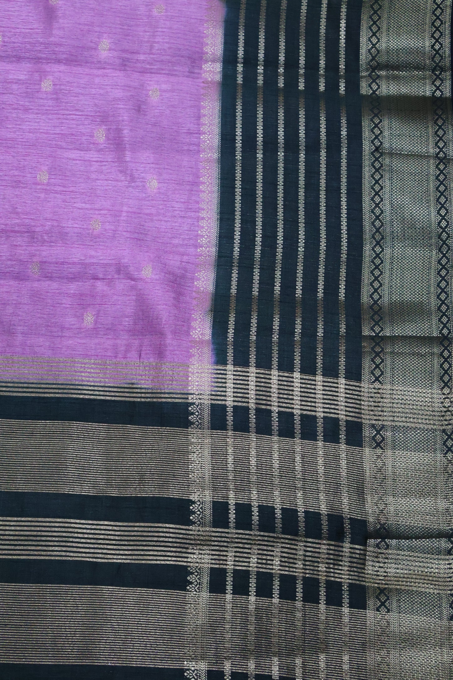 Semi Tussar Saree Floral - Light Purple