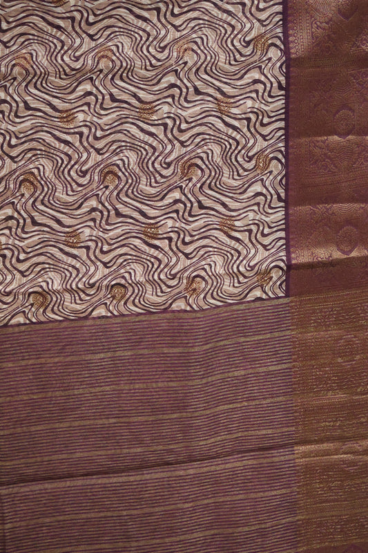 Printed Bamboo Silk Saree-Wine