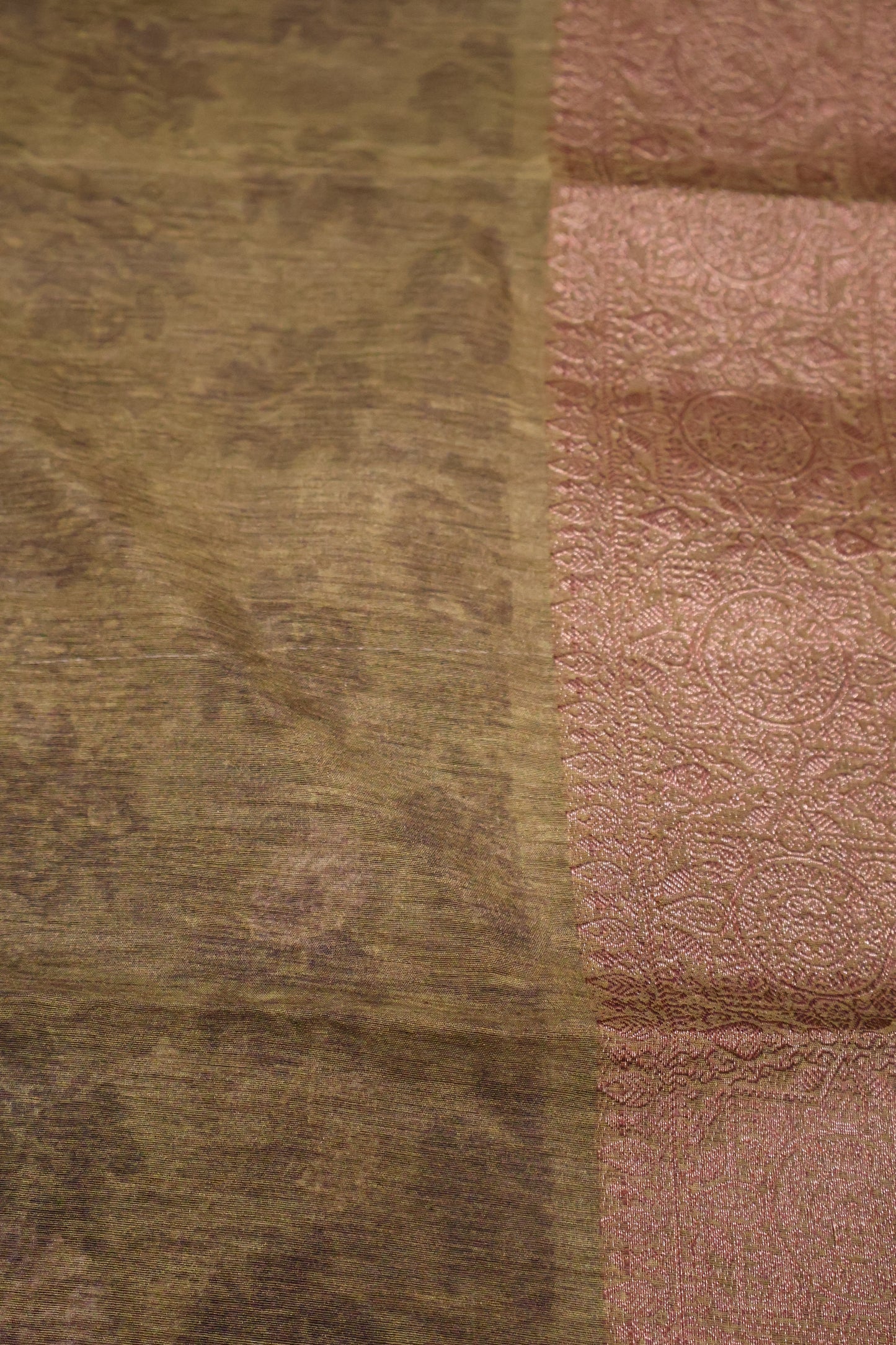 Printed Bamboo Silk Saree-Sage Green