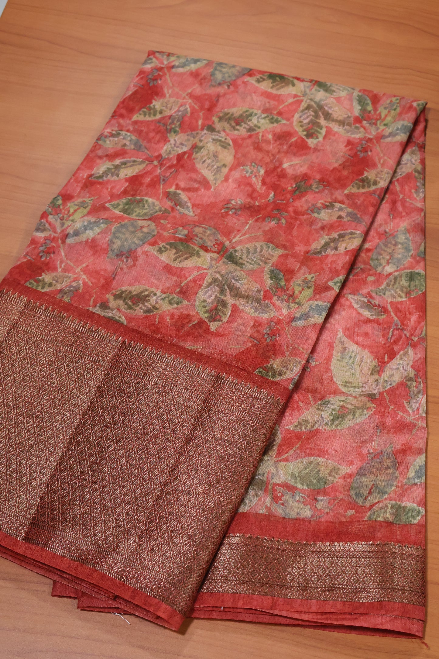 Printed Bamboo Silk Saree-Pastle Pink