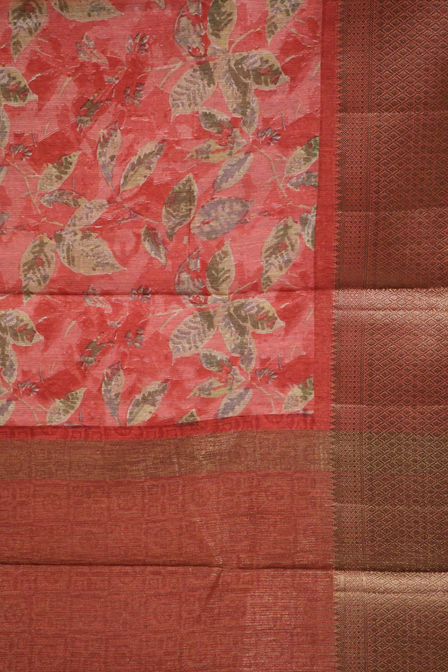 Printed Bamboo Silk Saree-Pastle Pink