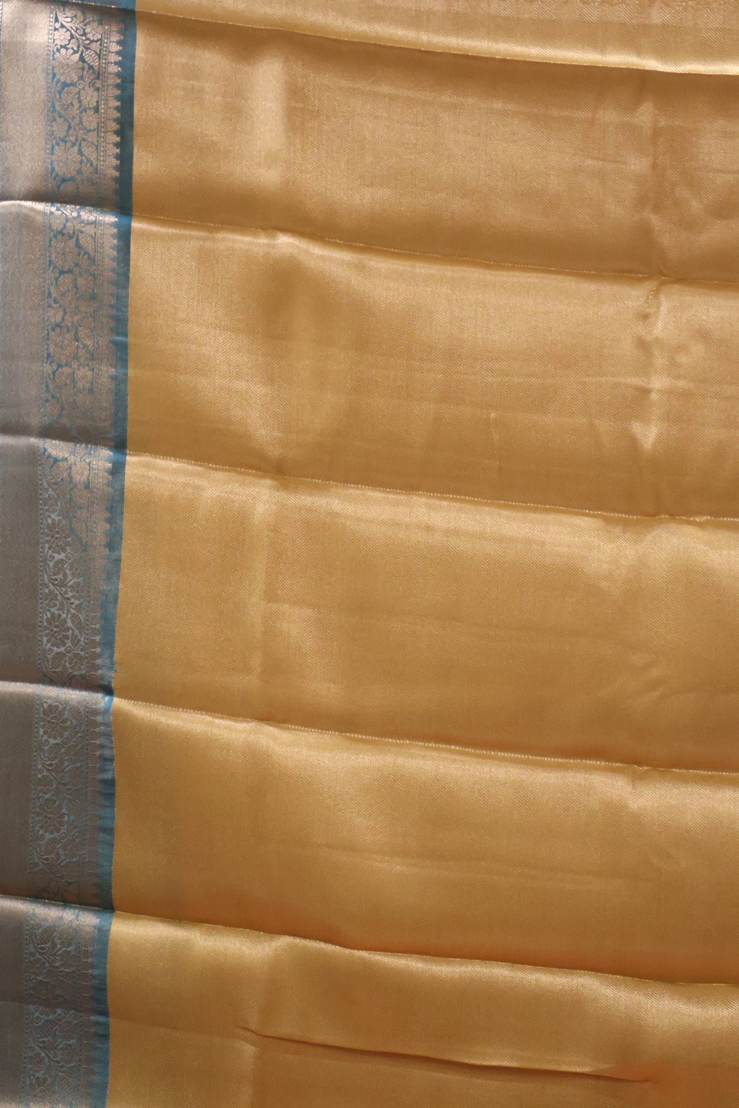 Semi Tussar Saree -Golden Yellow-Green Full Zari