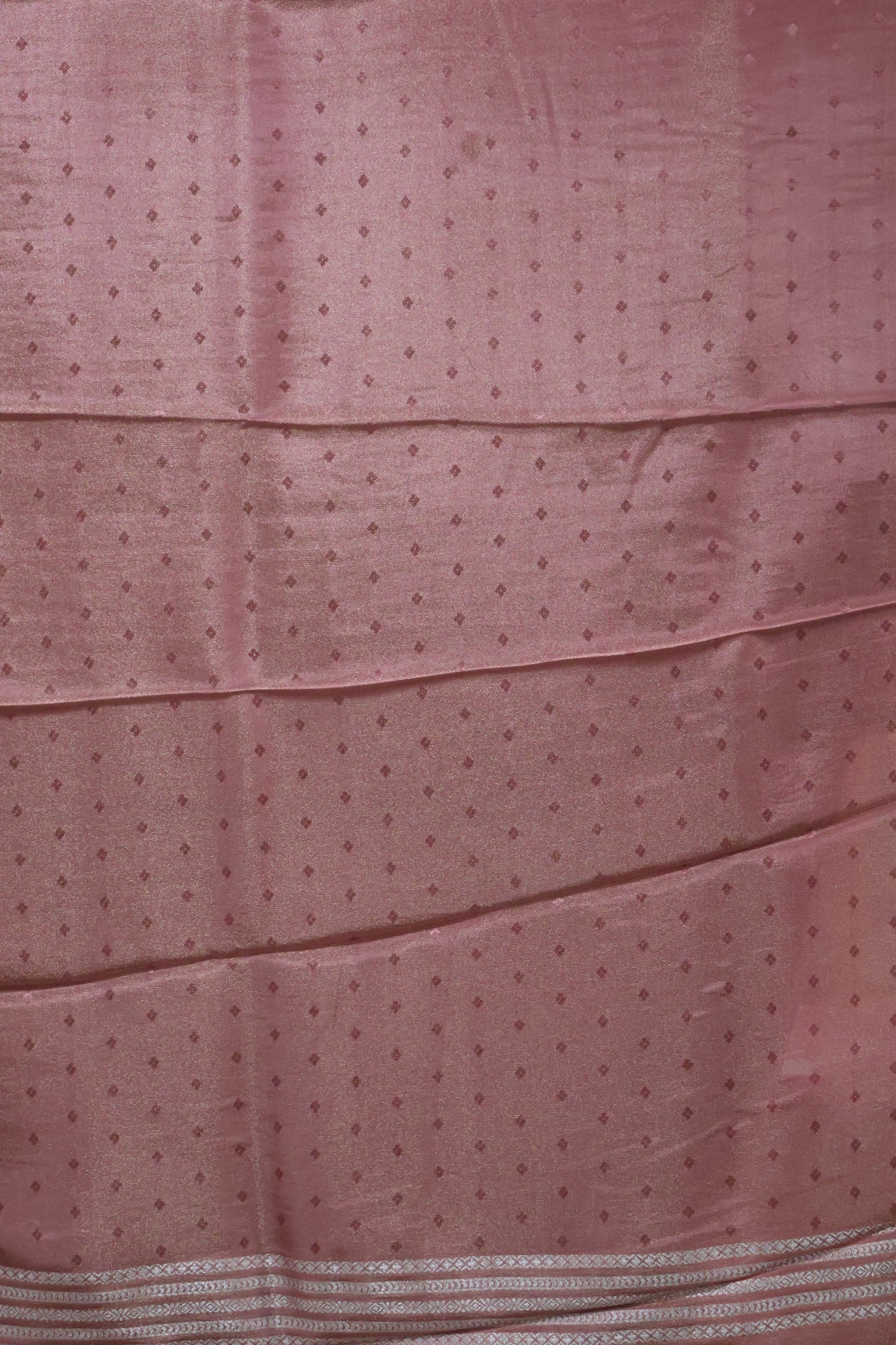 Tissue Silk Saree- Onion Pink Silver Floral Accent