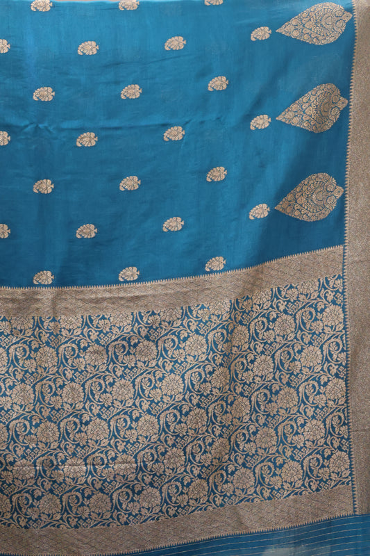 Banarasi Georgette Saree - Peacock Blue