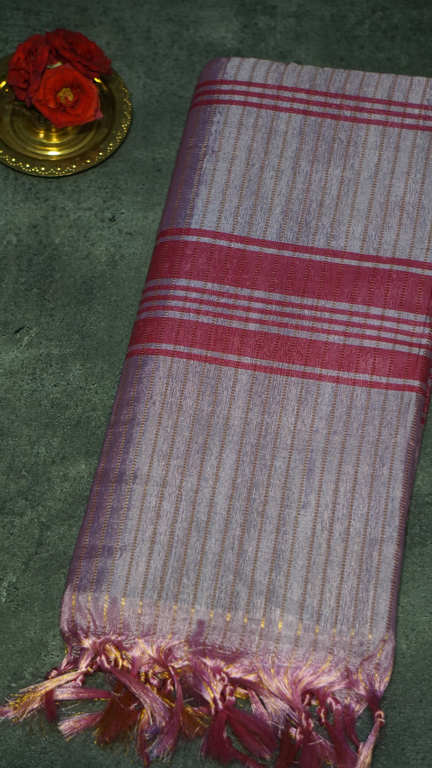 Vazhai Naaru Pattu Saree Velthari Light Pink - Blue