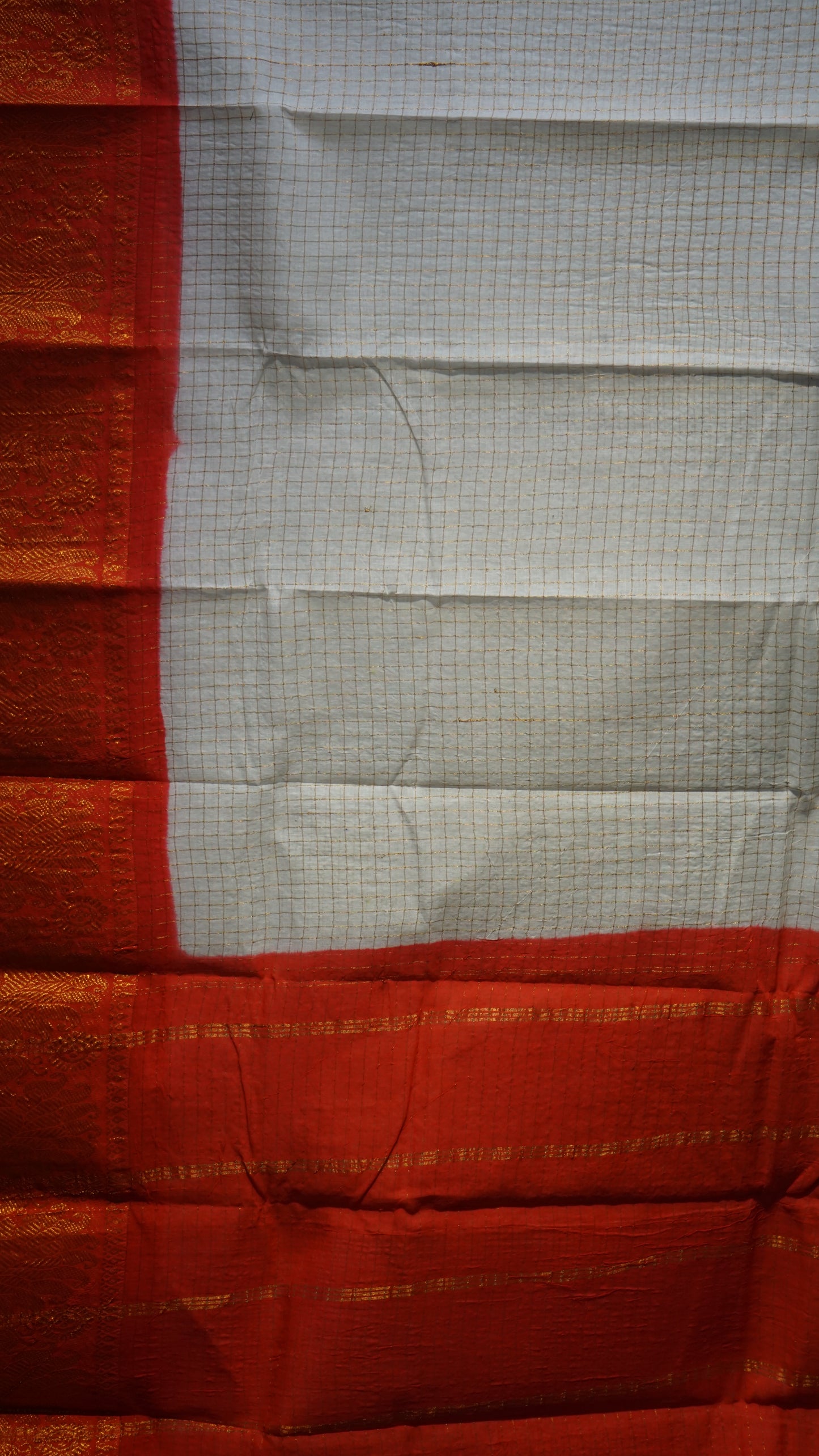 Sungudi Cotton Saree Checks White - Red