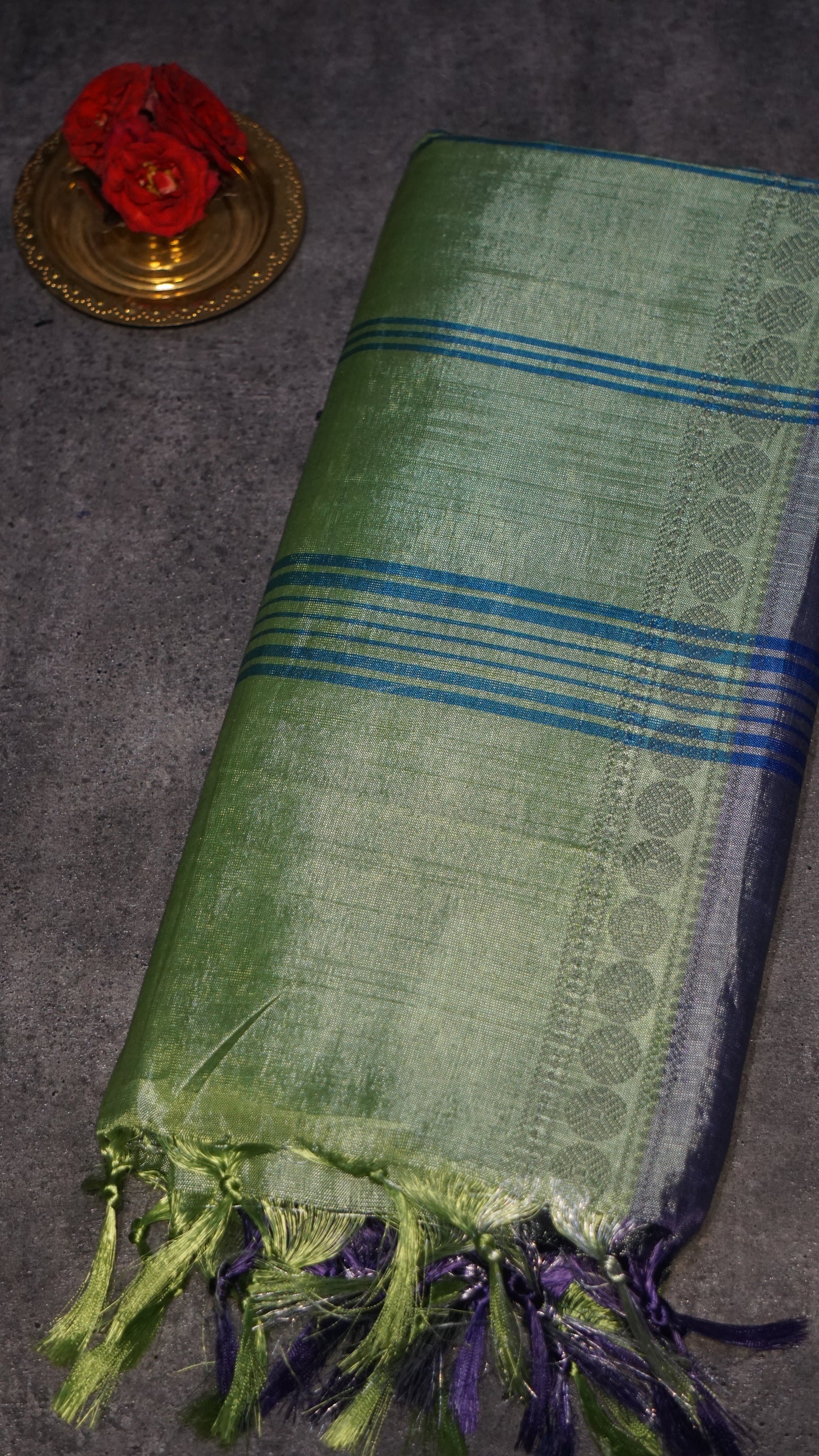 Vazhai Naaru Pattu Saree Vanasingaram Metallic Green - Violet