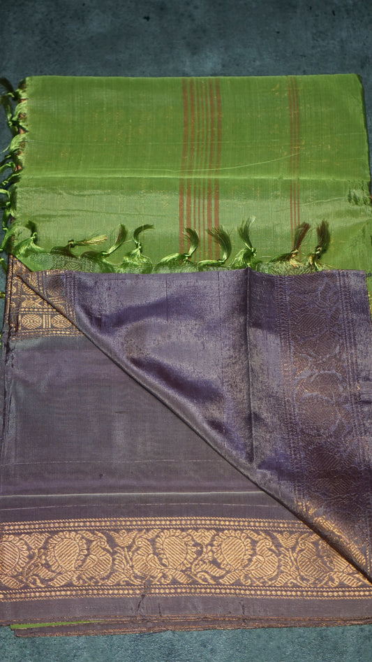 Vazhai Naaru Pattu Saree Vanasingaram Green - Light Wine