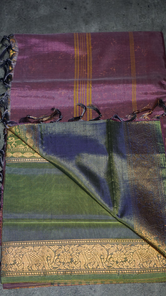 Vazhai Naaru Pattu Saree Vanasingaram Purple - Green
