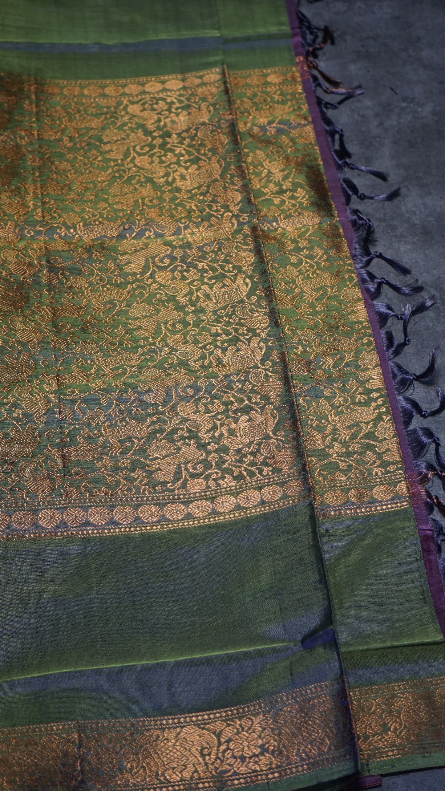 Vazhai Naaru Pattu Saree Vanasingaram Purple - Green