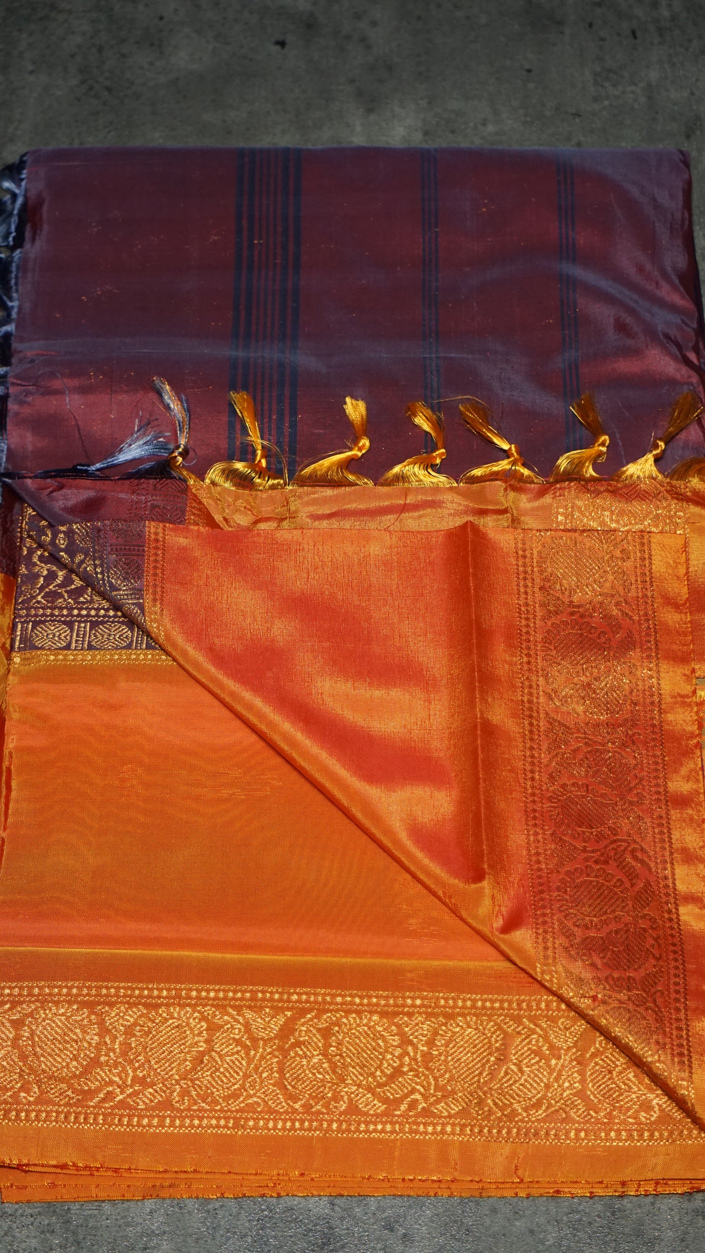 Vazhai Naaru Pattu Saree Vanasingaram Purple - Orange