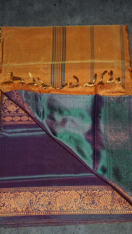 Vazhai Naaru Pattu Saree Vanasingaram Orange - Violet