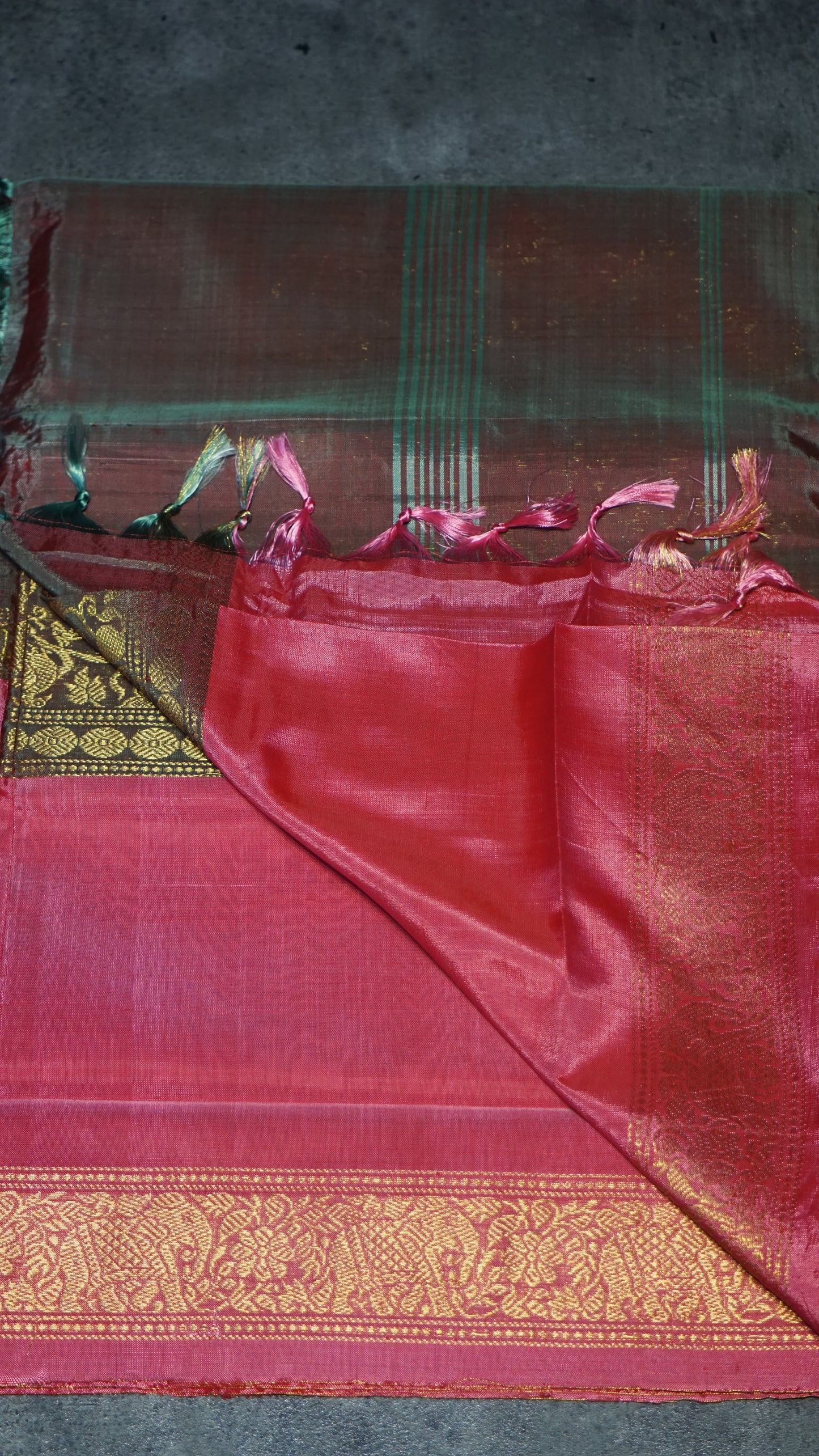 Vazhai Naaru Pattu Saree Vanasingaram Light Brown - Pink
