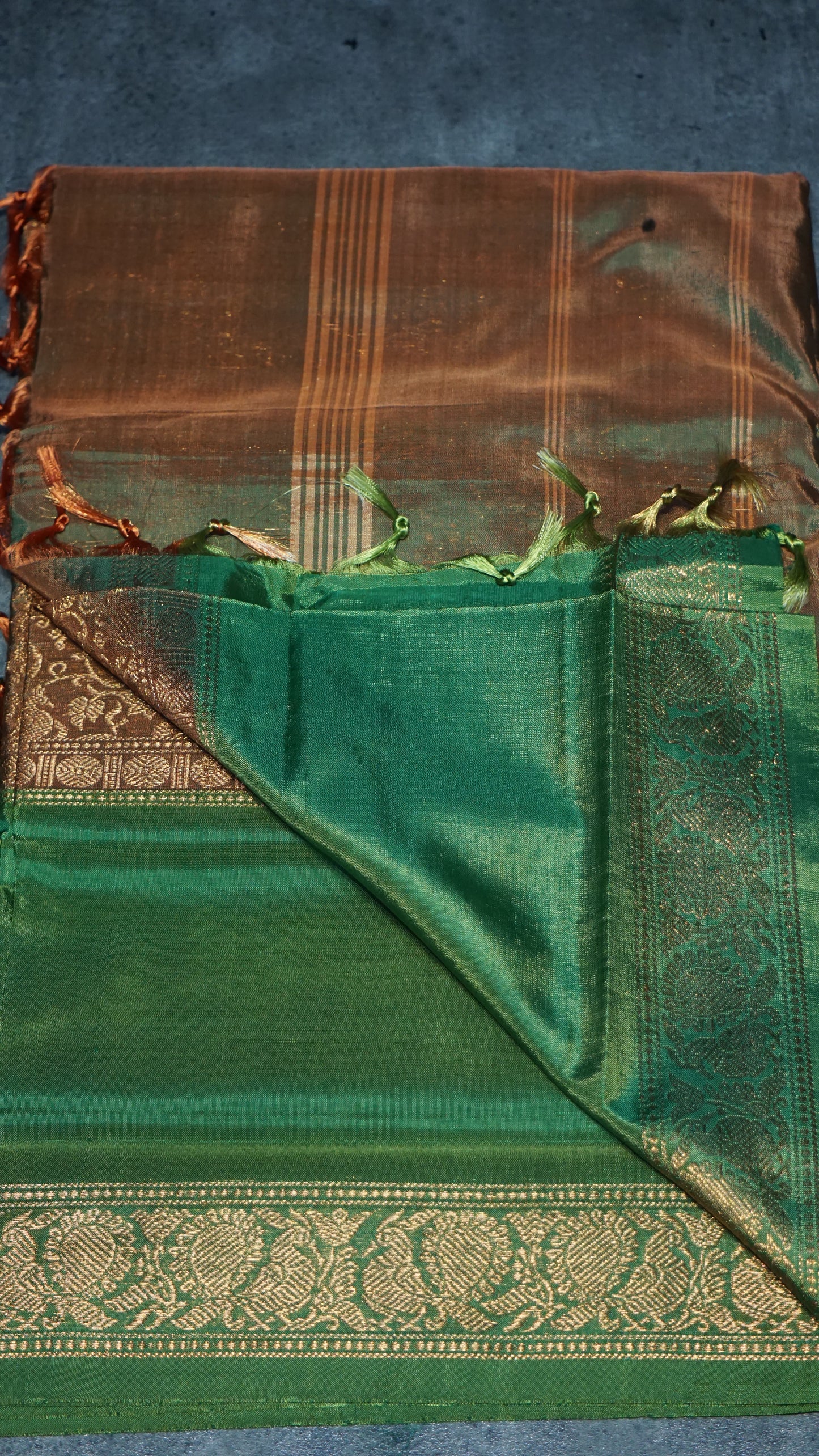 Vazhai Naaru Pattu Saree Vanasingaram Orange - Green