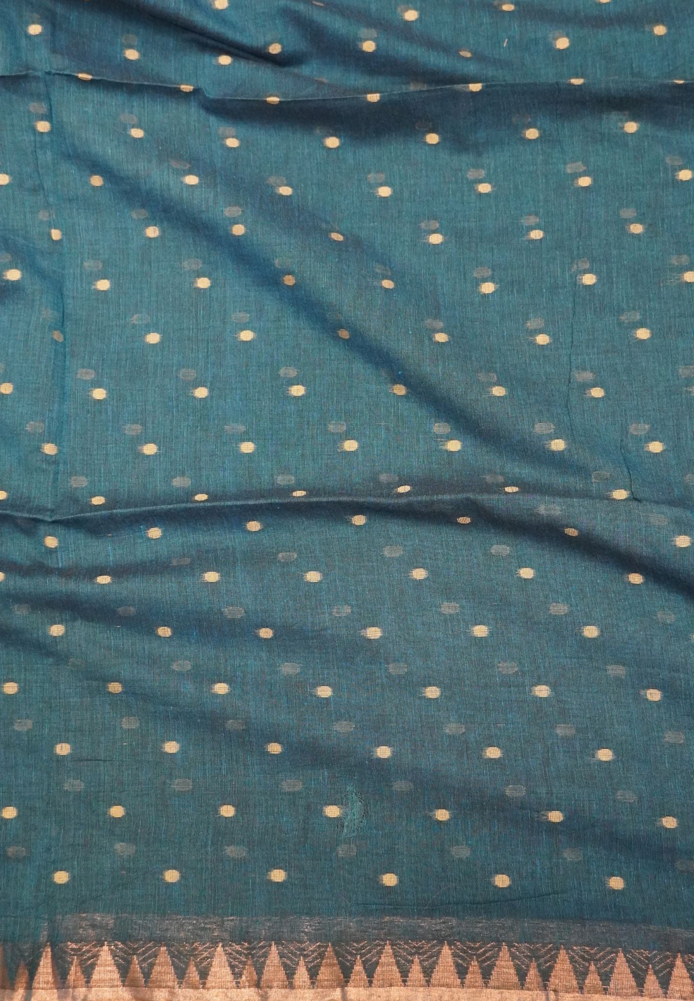 Handloom Cotton Saree-Ramar Blue With Delicate Woven Buttas
