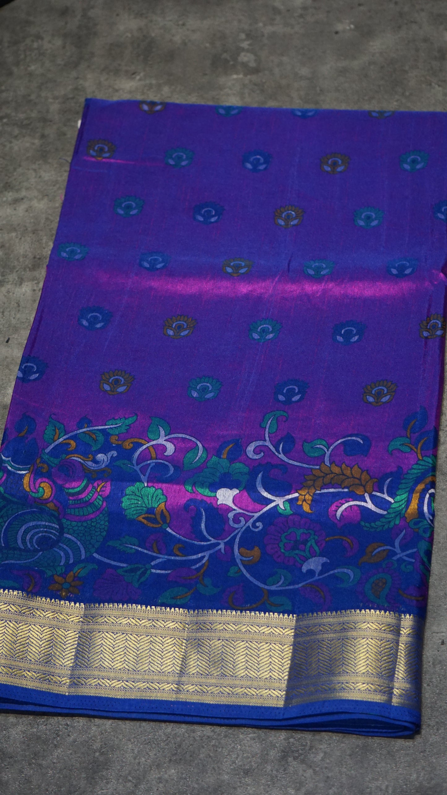 Semi Pattola Saree Kalamkari Print Purple