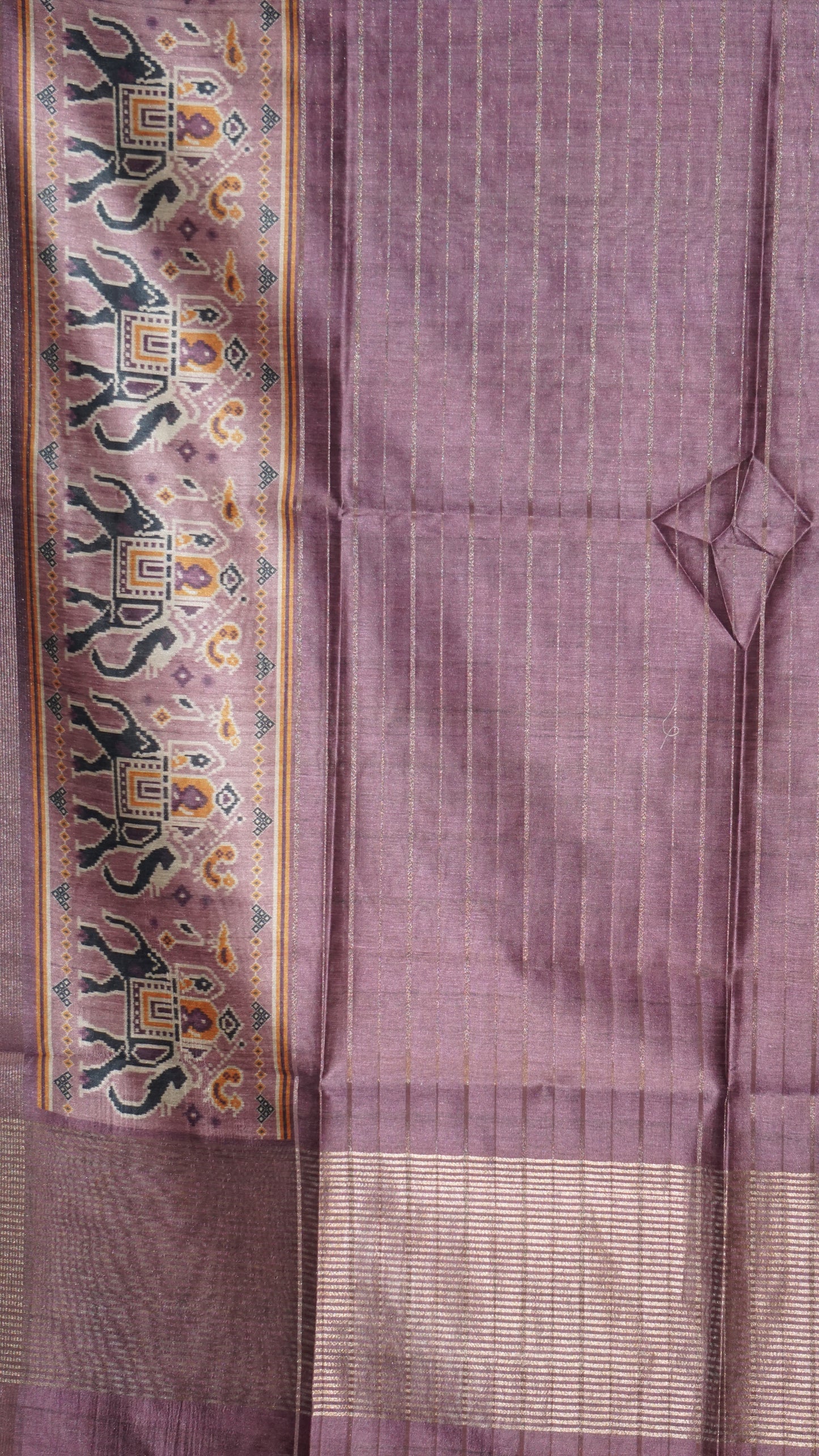 Semi Tussar Saree With Patola Print Lavender