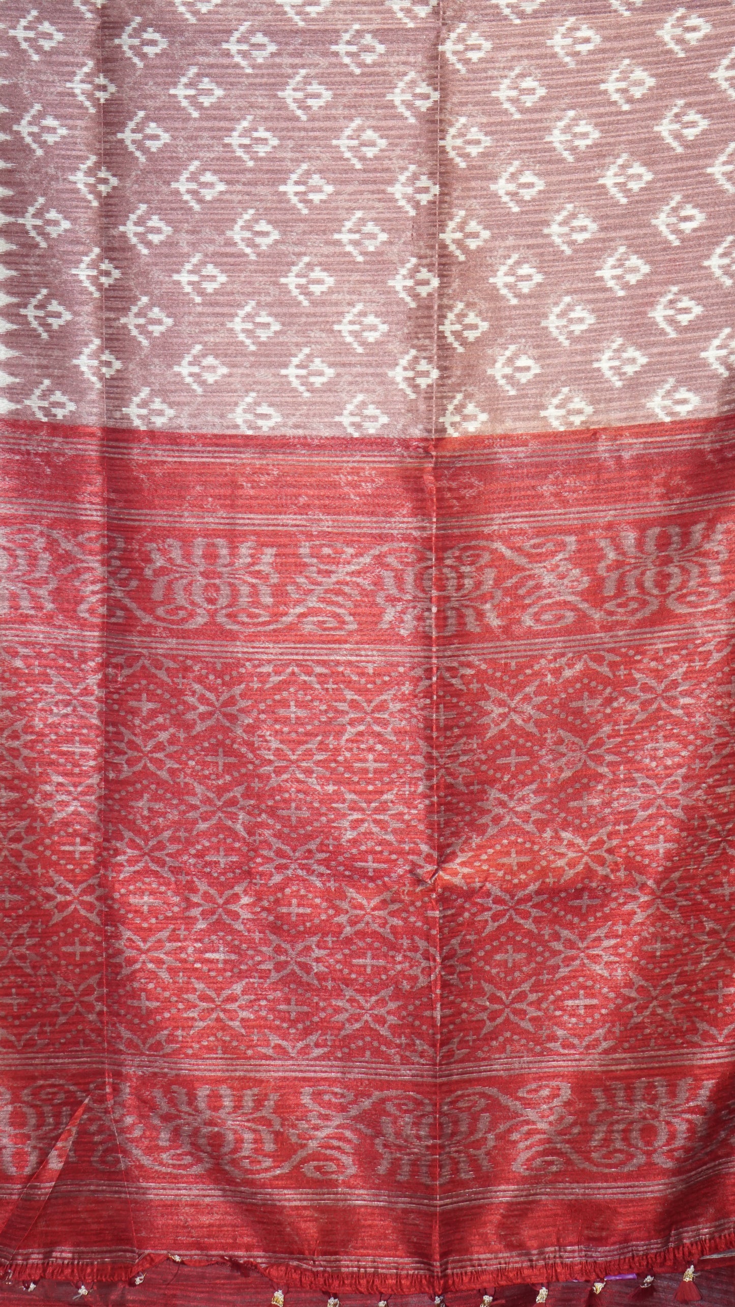 Jute Cotton Saree - Maroon & Onion Pink