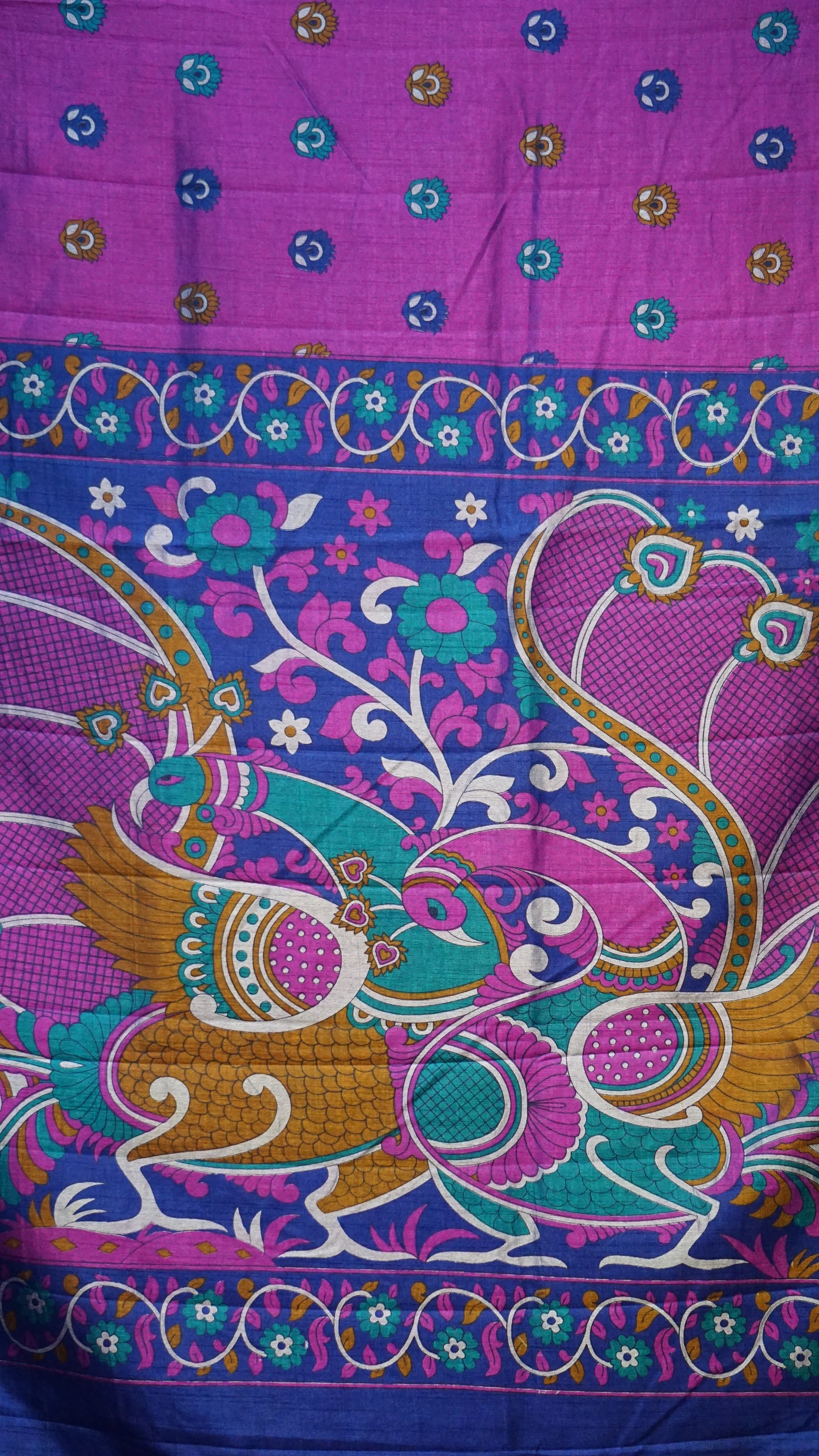 Semi Pattola Saree Kalamkari Print Purple