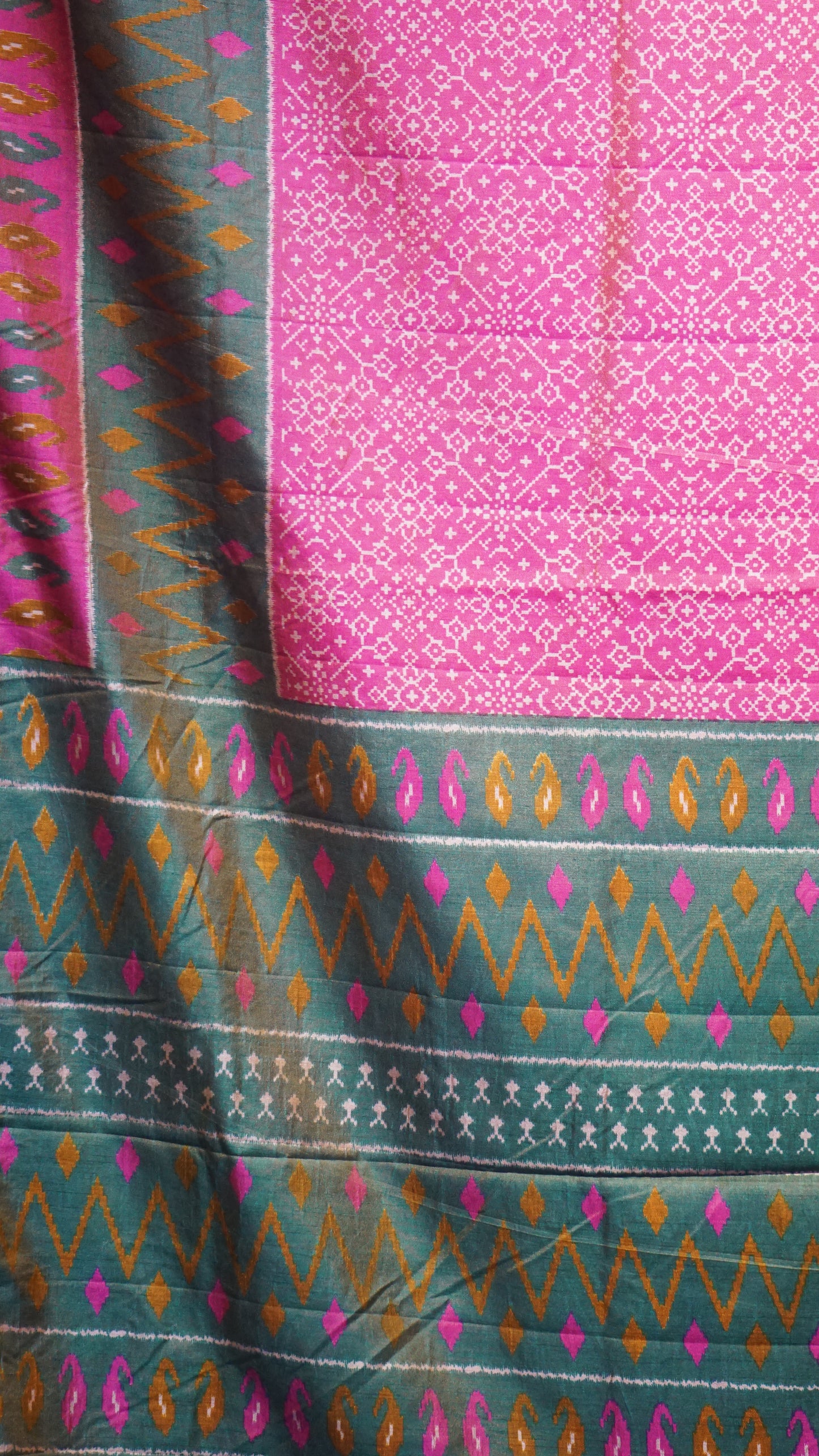 Semi Pattola Saree Pochampally Print - Onion Pink