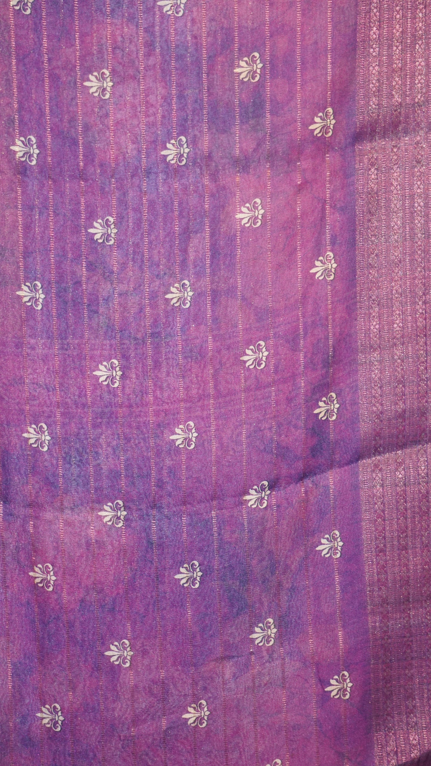 Shiffon Saree Pichwai Print Teal Blue
