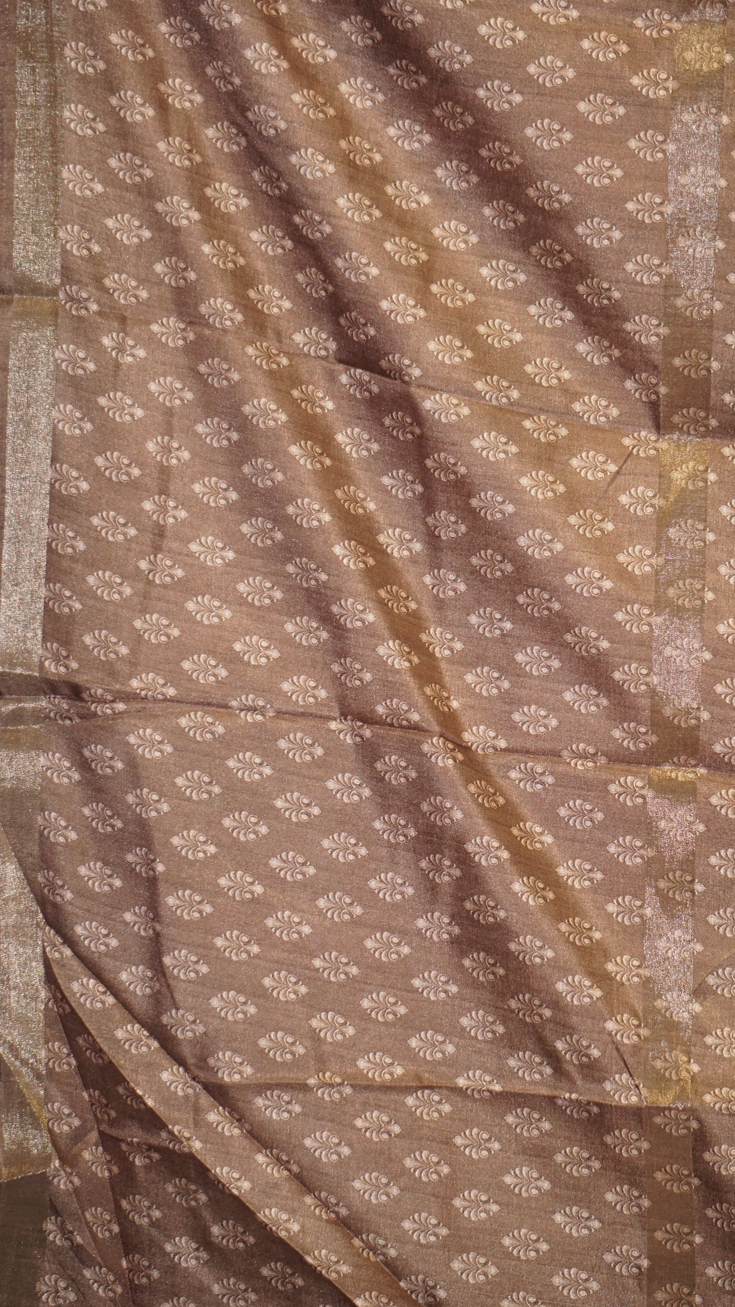 Semi Printed Silk Saree - Olive Green