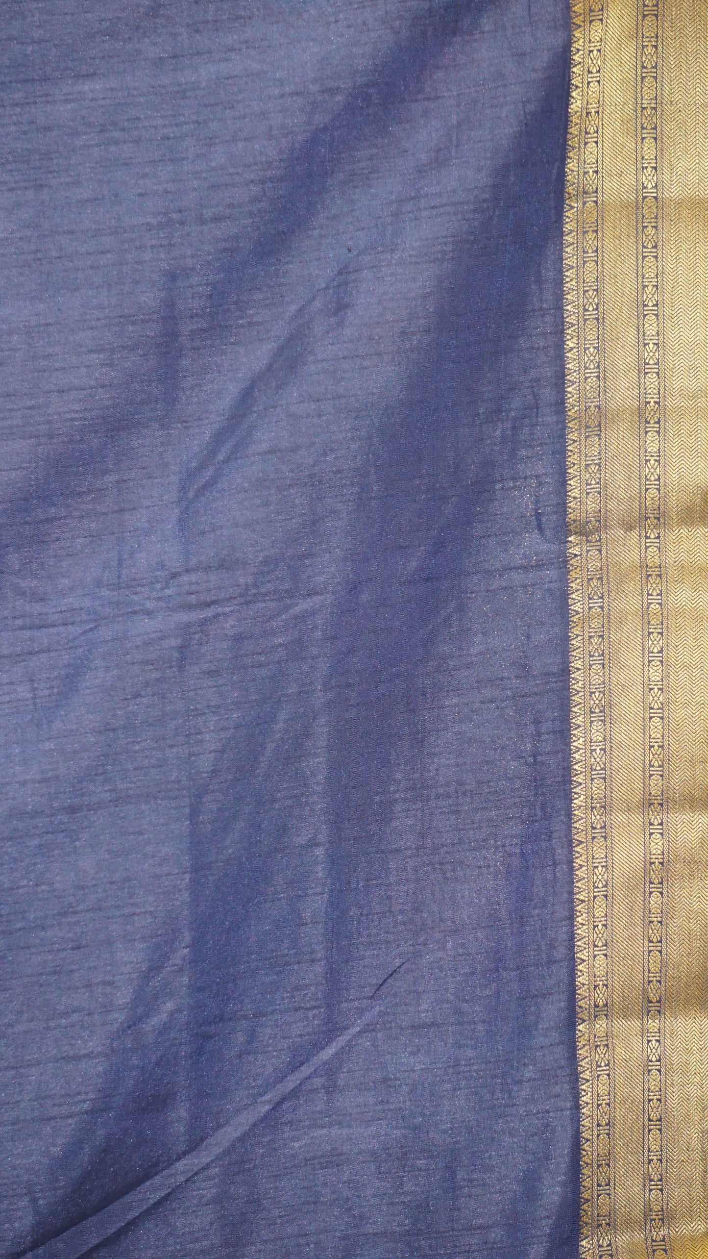 Semi Pattola With Temple Border - Blue