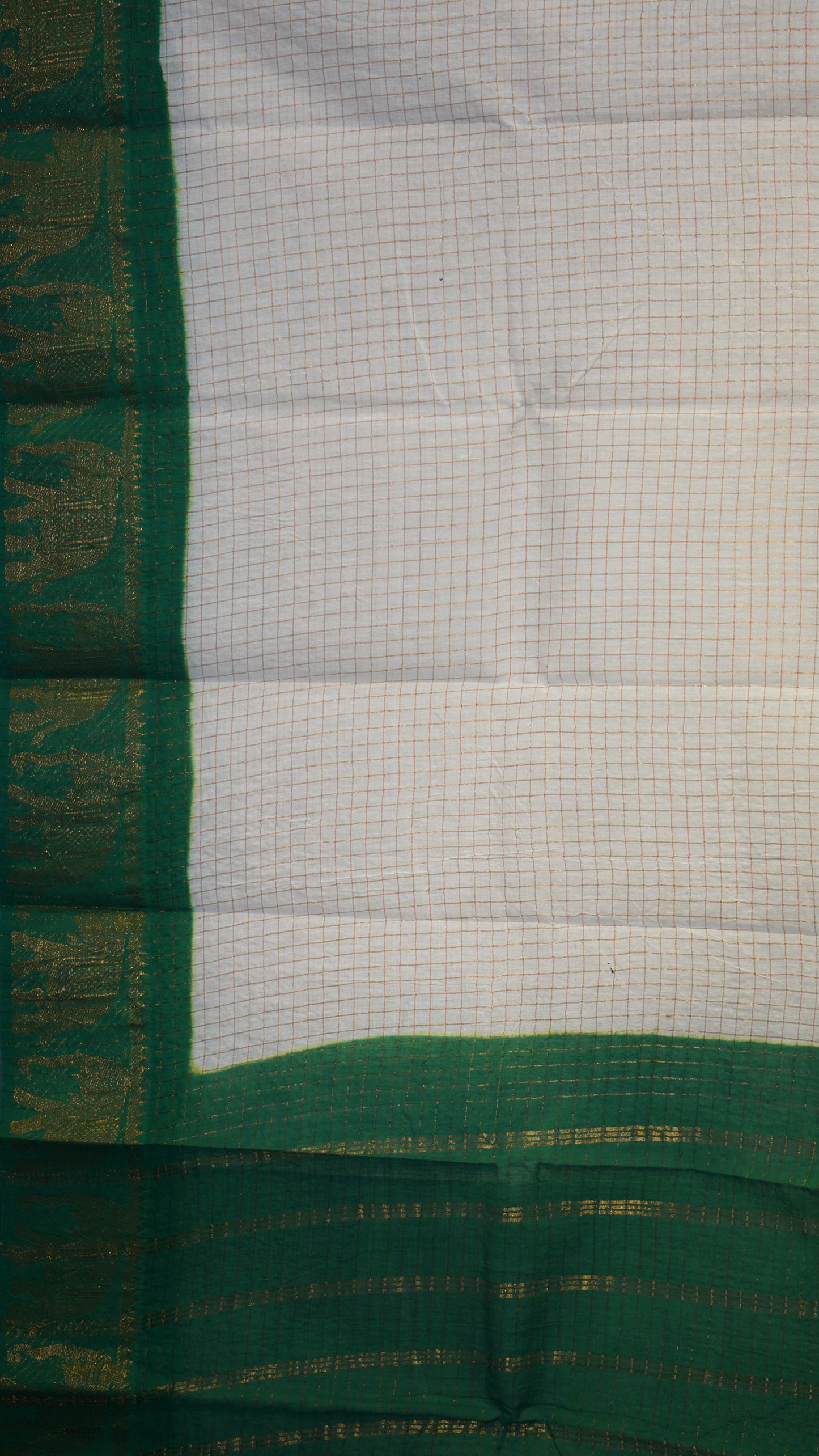 Sungudi Cotton Saree Checks White - Green