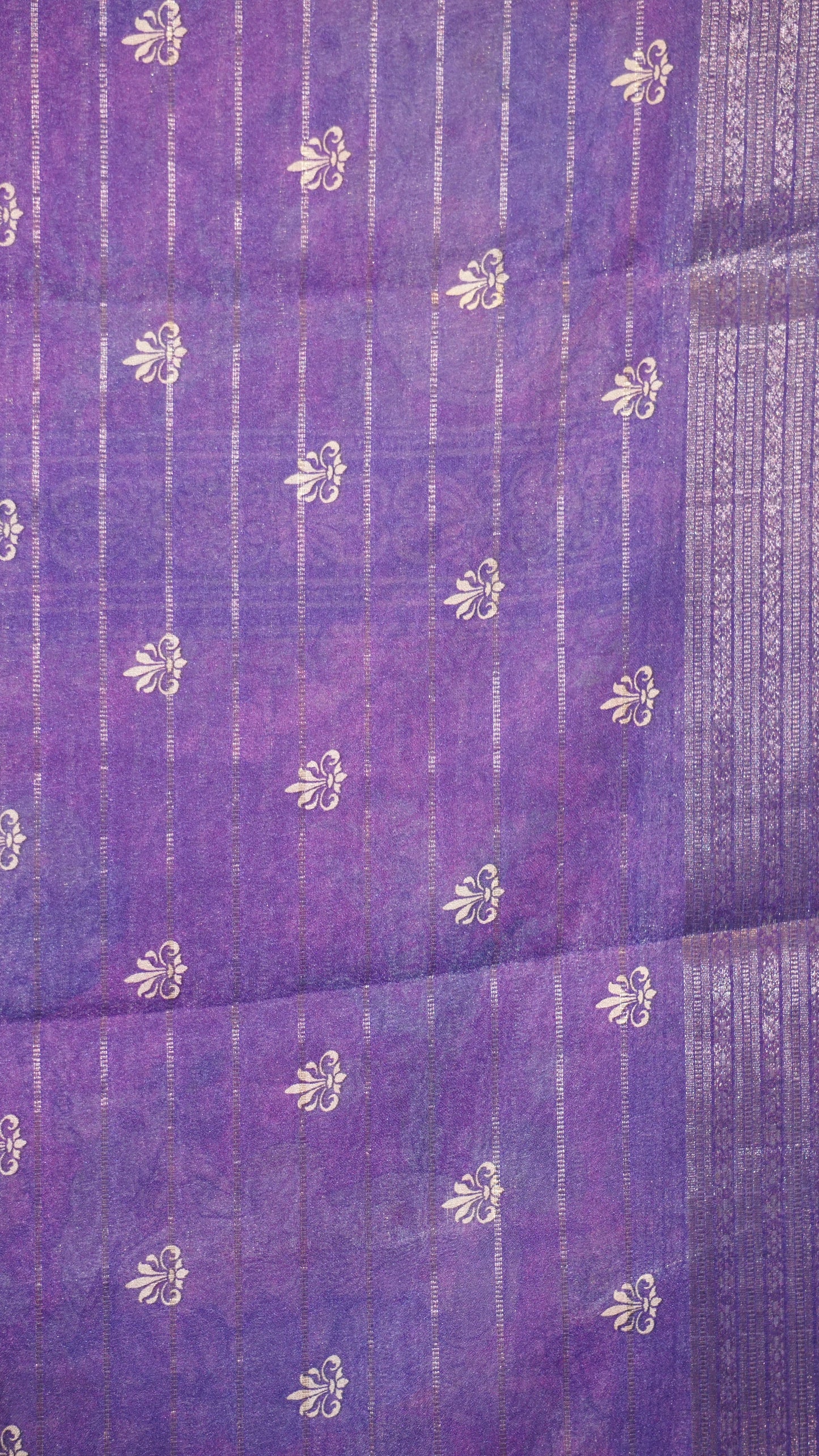 Shiffon Saree Pichwai Print Pink to Violet
