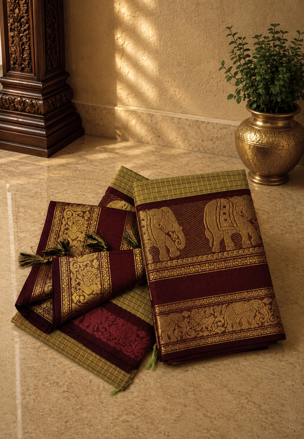 Chettinadu Cotton 2Pc Salwar Material-Manthulir Green