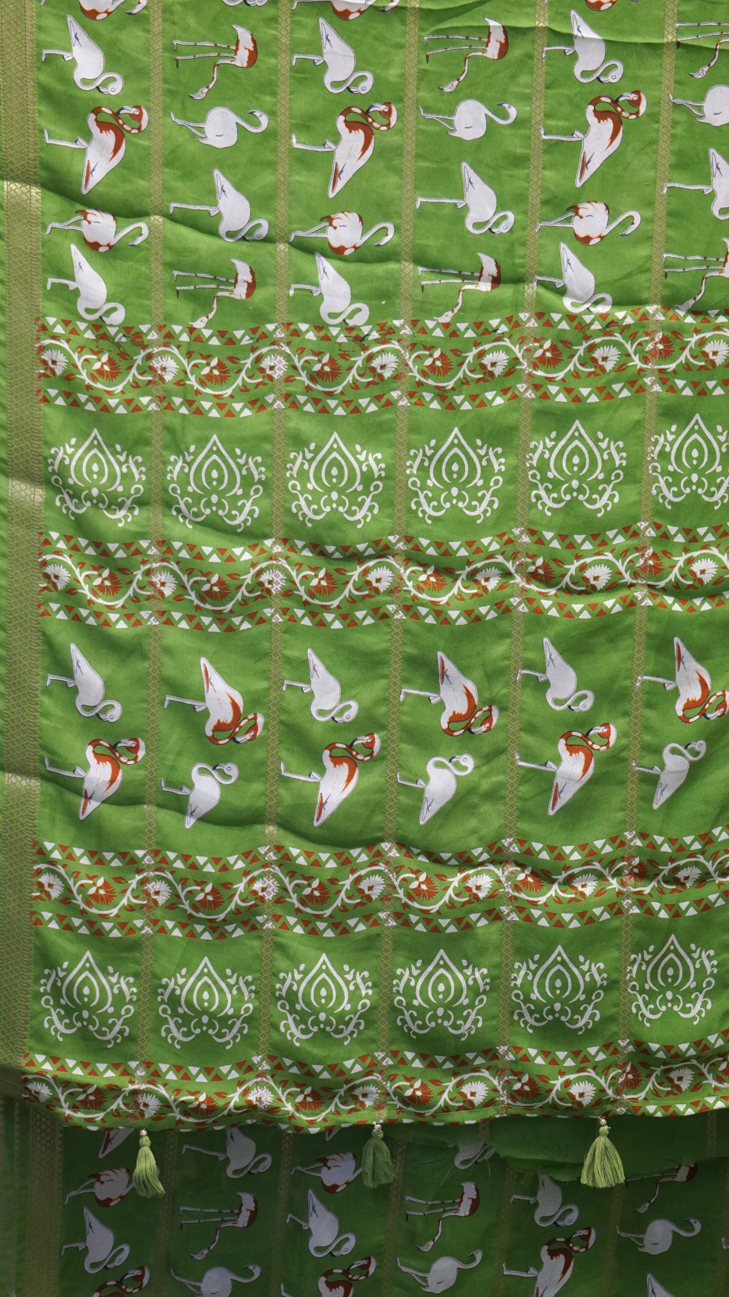 Shiffon Saree Flamingo Design - Green