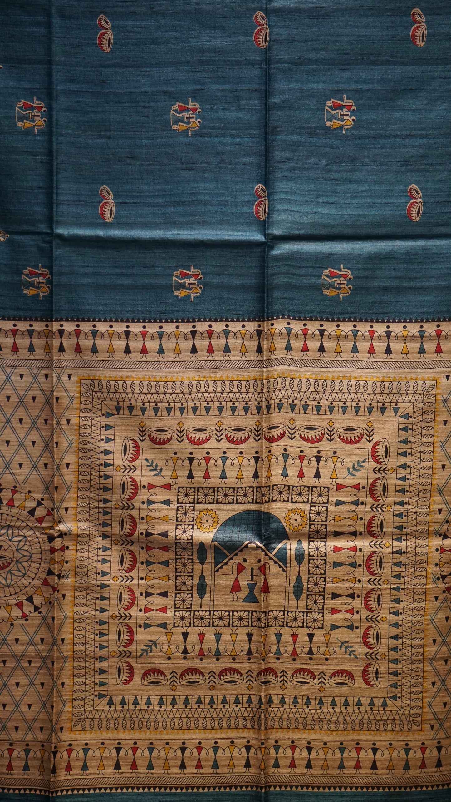 Pure Tussar Saree - Peacock Blue