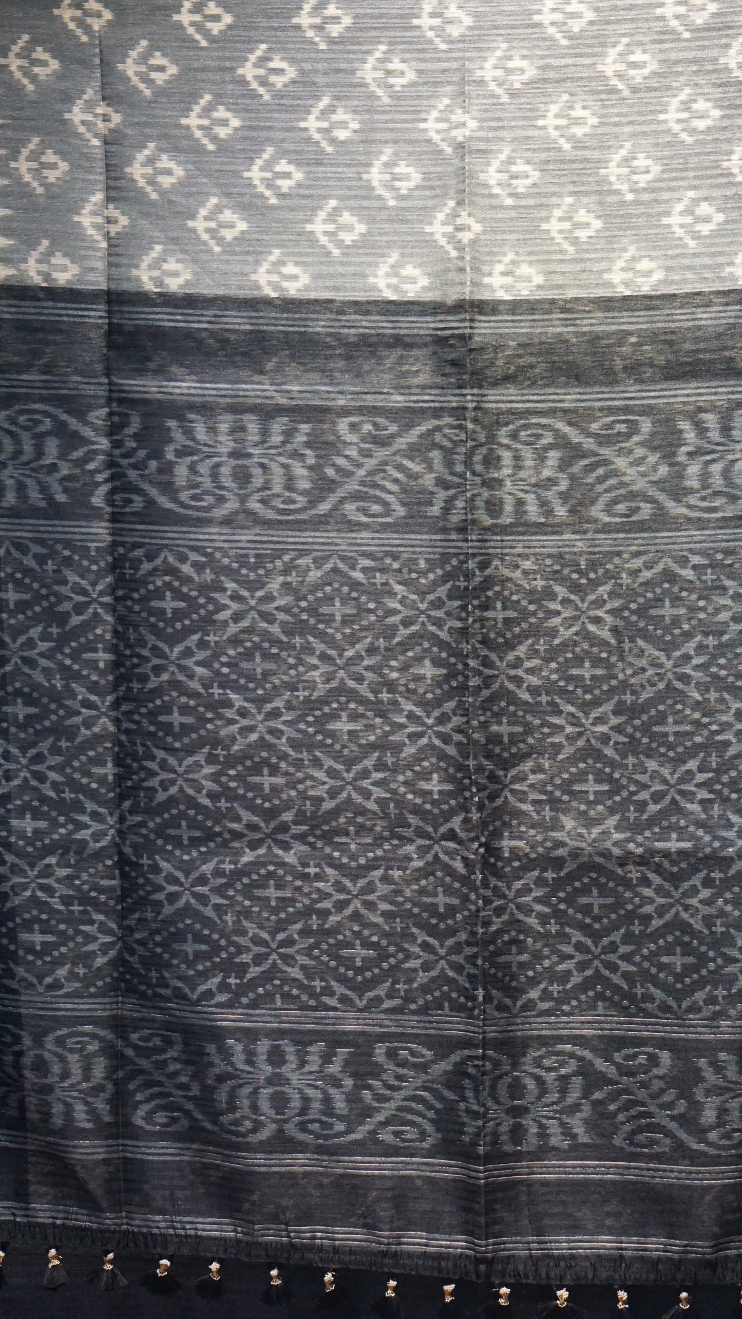 Jute Cotton Saree - Grey & Black