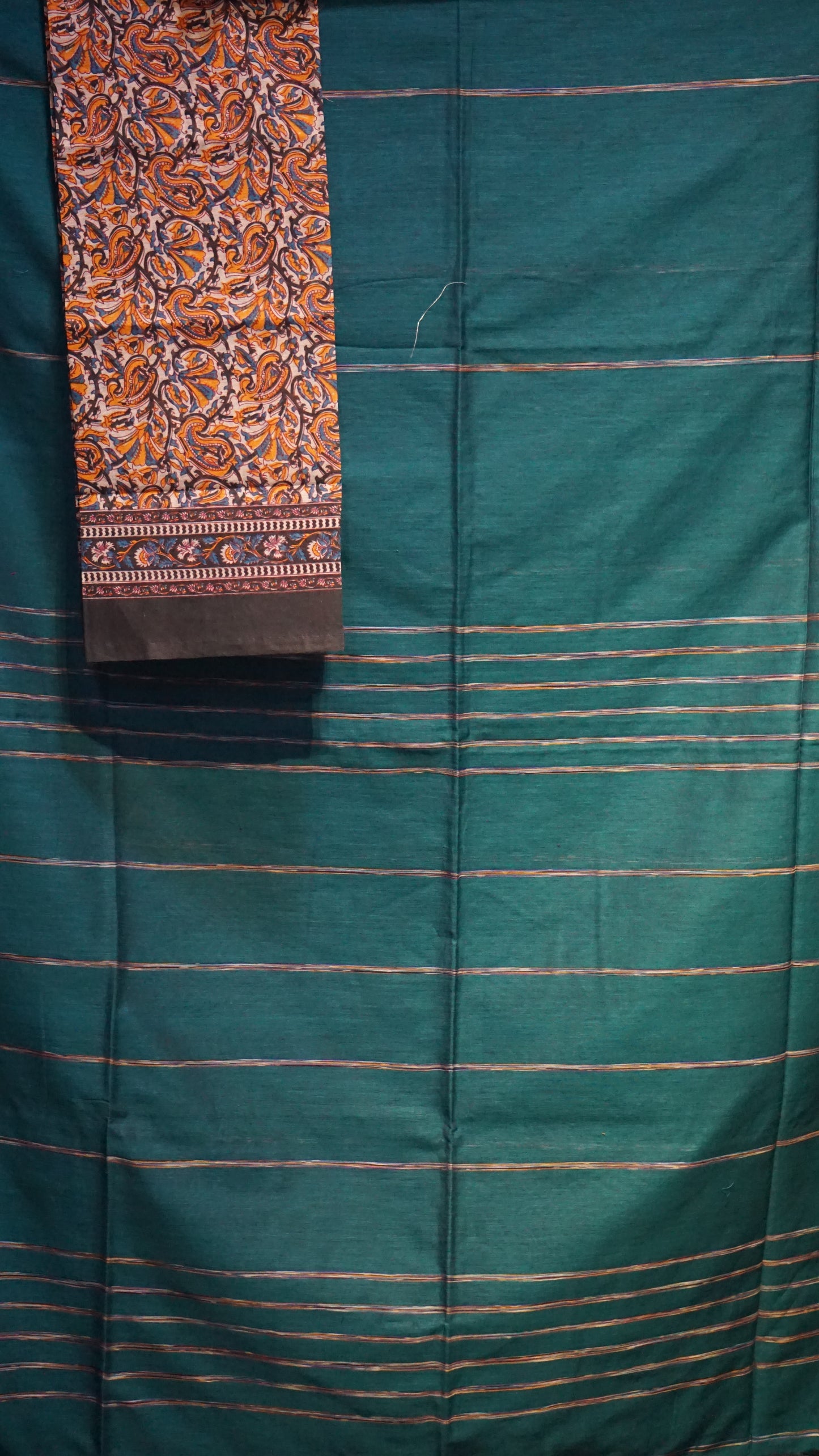 Handloom Cotton Saree Peacock Green