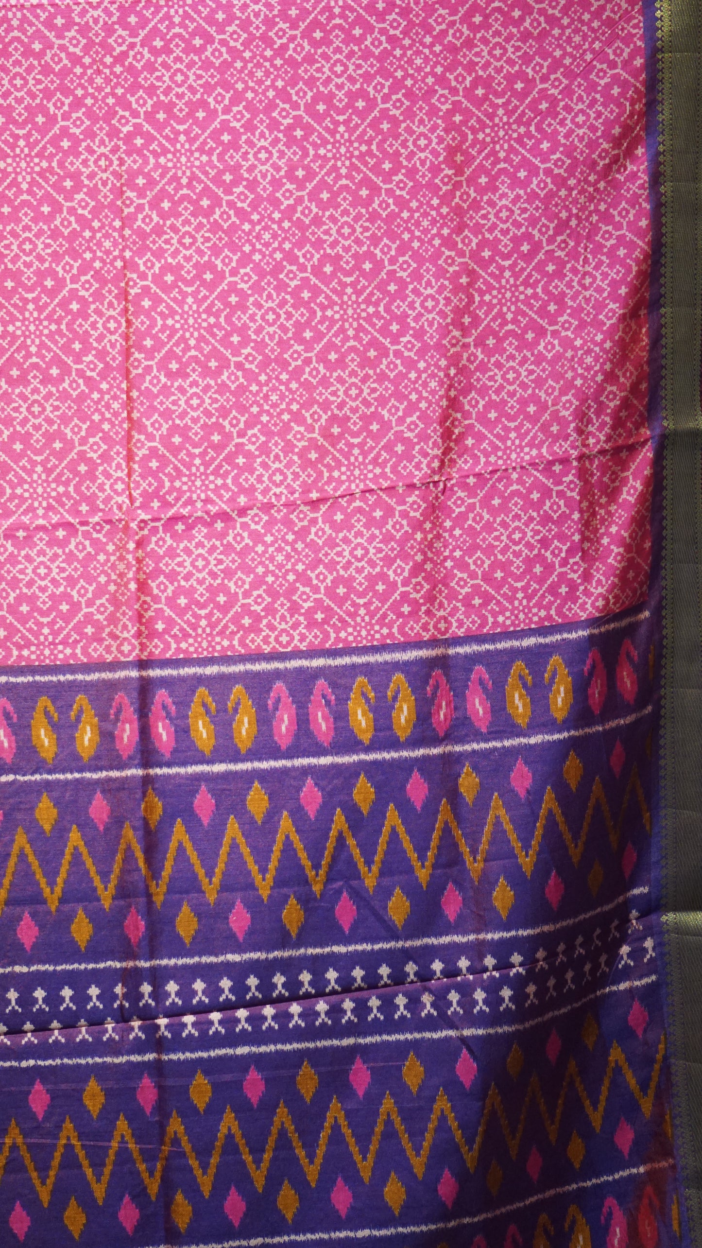 Semi Pattola Saree Pochampally Print - Pink