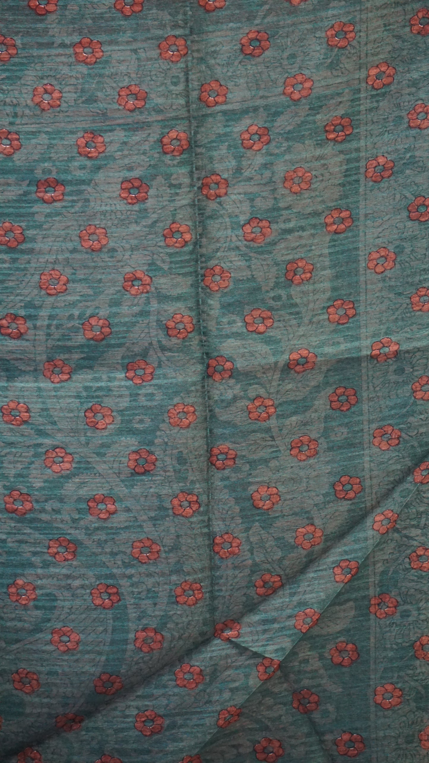 Jute Cotton Saree Kalamkari Print - Brown