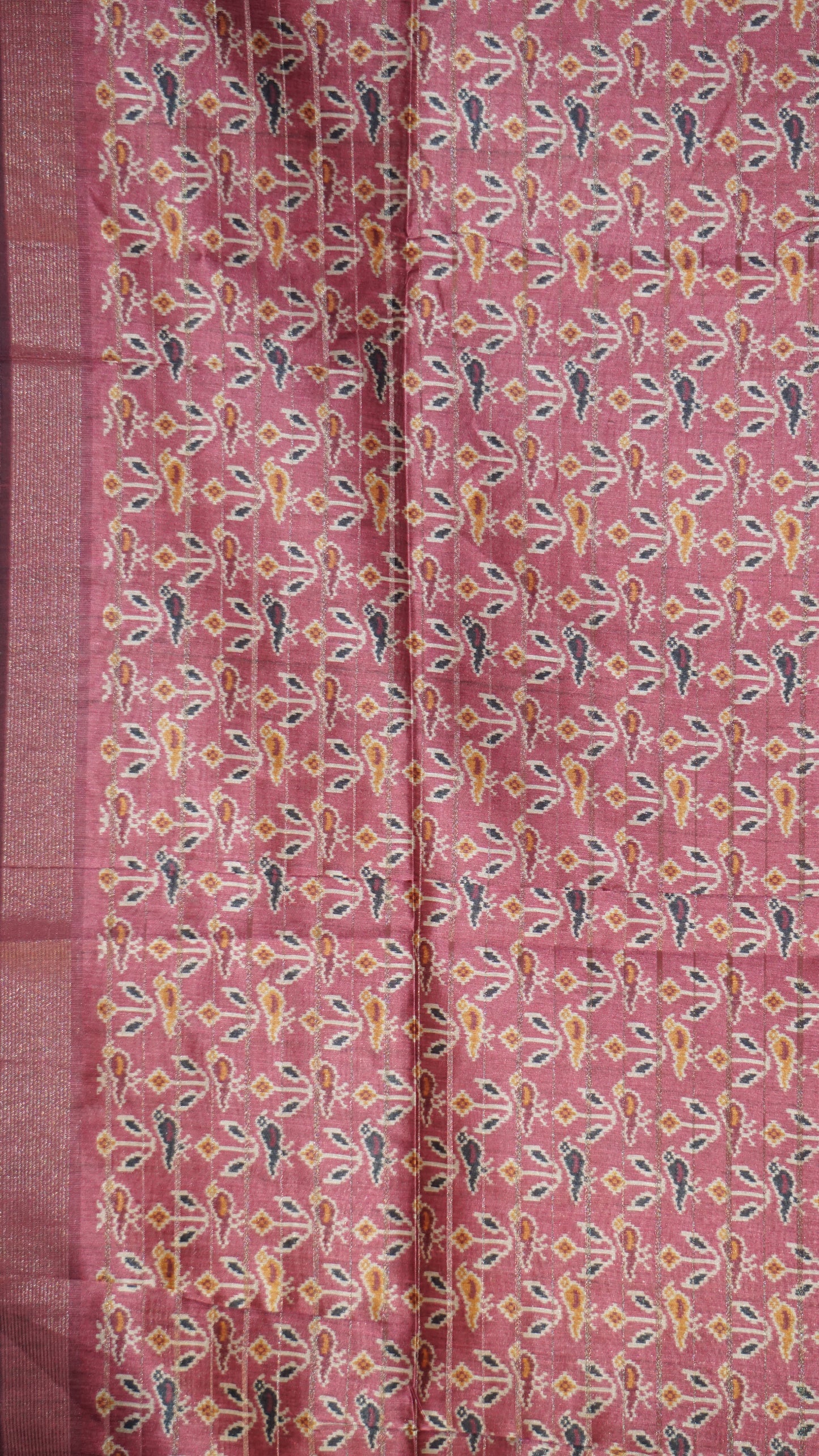 Semi Tussar Saree With Patola Print Majenta