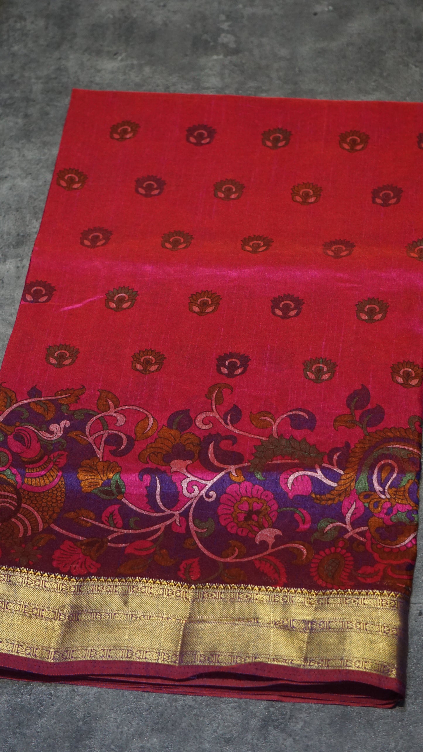 Semi Pattola Saree Kalamkari Print Pink